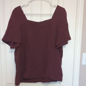 Square Neck Flutter Sleeve Madewell Blouse